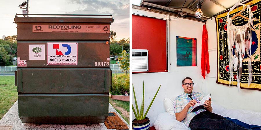 Этот домик площадью 32 кв. метра создал профессор, проживший год в мусорном контейнере