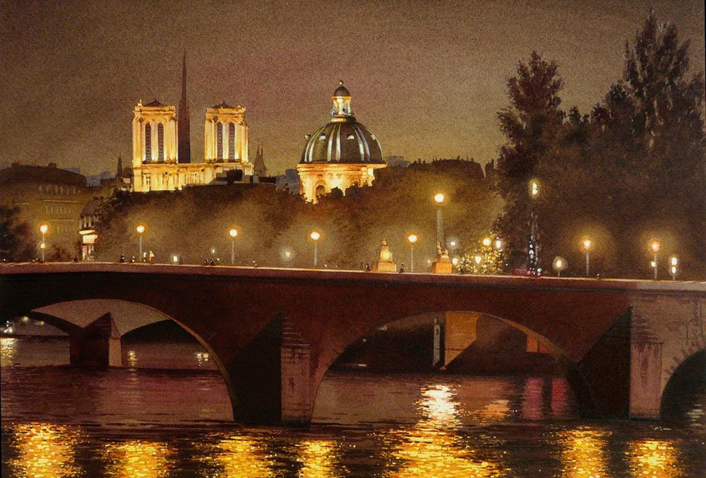 Очарование Парижа в акварельных картинах Тьерри Дюваля Thierry Duval