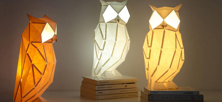 Лампы из бумаги в стиле оригами Аврора, ночная сова с огромными глазами