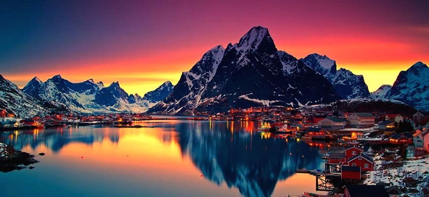 Норвегия landscapes Norway Полуночное солнце