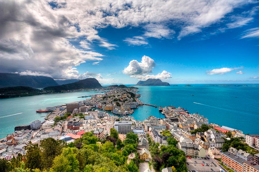 пейзажи Норвегия landscapes Norway Город Олесунн
