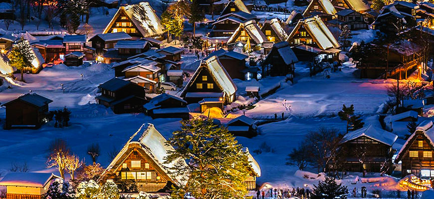 зимние фотографии Сиракава-го Япония Japan