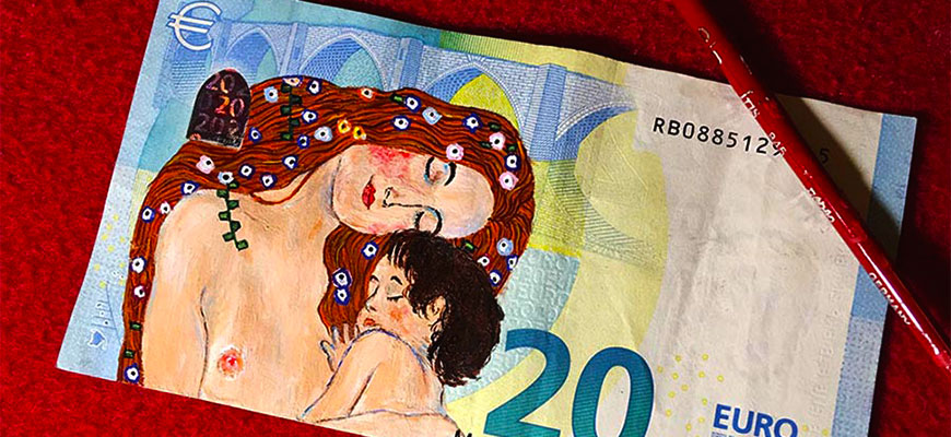 Mari Roldan Мари Рольдан картины на банкнотах евро