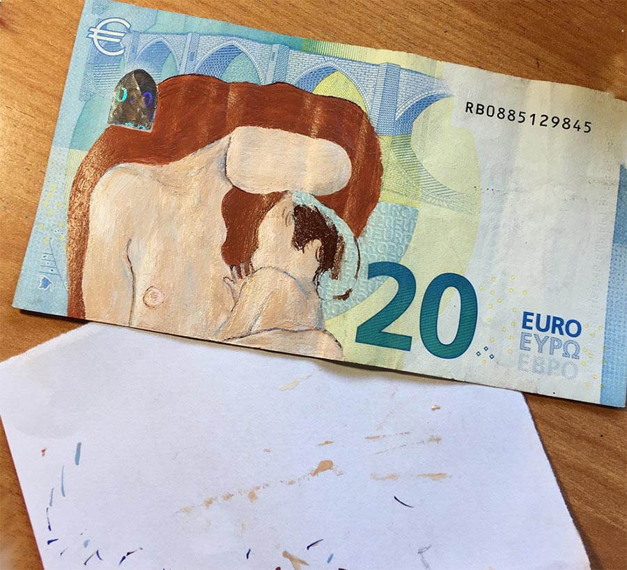 Mari Roldan Мари Рольдан картины на банкнотах евро