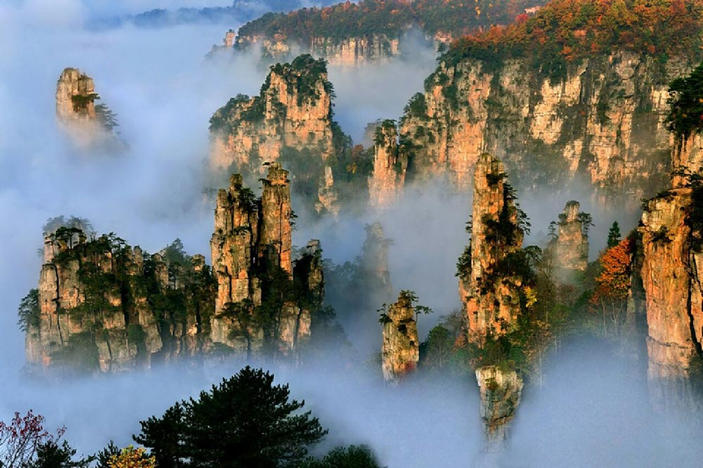 странные удивительные места Горы Тяньцзи Tianzi Северный Китай