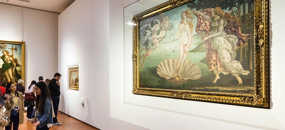 известные произведения искусства «Рождение Венеры» Сандро Боттичелли: галерея Уффици, Флоренция